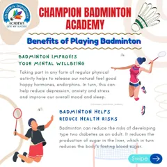 Discover the benefits of playing badminton. Regular physical activity like badminton is proven to improve mental well-being by reducing stress and anxiety, and it also lowers long-term health risks.