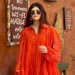 Sanjana Sanghi giving major vacation goals while rocking our braided beauty hoops. They are the perfect accessory for a stylish getaway.