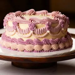 Step back in time with my vintage cakes. This one has a moist dark chocolate cake layered with Belgian chocolate ganache and covered in dual-toned American buttercream with Lambeth piping.