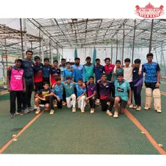 A group photo of our players with their coach, capturing the strong bond and team spirit we foster.