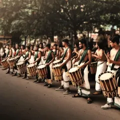 Lined up and ready for a street procession. There's a unique power in moving forward together, beat by beat.