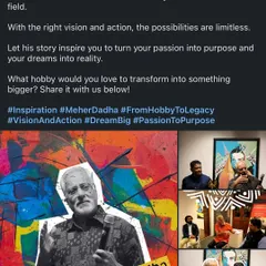 A collage from an interaction with artist Devajyoti Ray, where I shared my story of turning a hobby into a legacy. My goal is to inspire others to see art not just as a decoration, but as a passion that can redefine their lives.