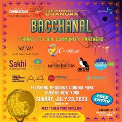 The poster for Basement Bhangra Bacchanal, highlighting our partnership with Caribbean and Indo-Caribbean groups like Jahajee Sisters. This work is about celebrating the connections between Bhangra, Soca, and Chutney music and the communities they represent.