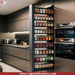 We believe a truly smart kitchen is an organized one. This tall pantry unit is a perfect example of our space-saving solutions, featuring a pull-out spice rack that keeps dozens of masalas and seasonings visible and within easy reach. It’s German engineering designed for the Indian kitchen.