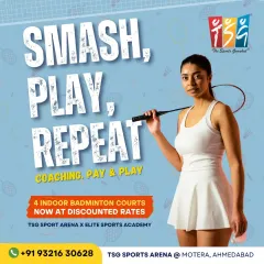 Smash, play, and repeat at our sports arena in Motera, Ahmedabad. We have four indoor badminton courts available at discounted rates for coaching or a fun game with friends.
