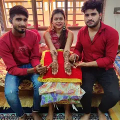 With a large team of skilled artists, we can handle big wedding parties efficiently. Here are two of my artists with a happy client.