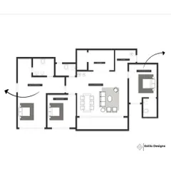 Every project begins with a solid plan. This 2D floor plan for a villa shows the initial space planning, outlining the layout of different rooms and furniture placement to ensure optimal flow and functionality.