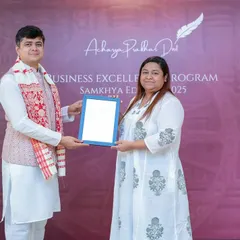 Honoring a participant at the conclusion of the Samkhya Edition workshop. I am grateful for the faith and dedication shown by everyone who attended.