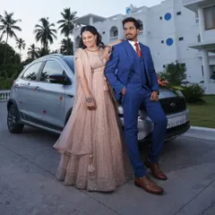 A classic pose where the groom looks effortlessly stylish. My work ensures you look great from every angle, all day long.