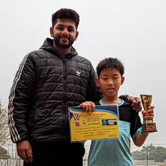 Toshinosuke Unami after winning the Boys U10 Singles title at a UTR tournament in Delhi. A big congratulations to him.
