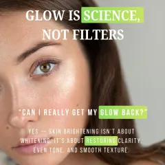 Glow is science, not filters. We want our clients to understand that skin brightening isn't about whitening the skin. It's about restoring clarity, achieving an even tone, and creating a smooth texture through targeted, scientific treatments.