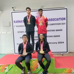 More winners from our academy on the podium at a Karnataka State Association shooting competition. We prepare our teams to compete and succeed in both individual and team events.