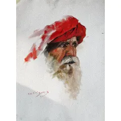 A quick oil portrait study on canvas. Sometimes the most spontaneous paintings capture the most energy. Here, I focused on the form and the vibrant red of the turban with loose, confident brushstrokes.