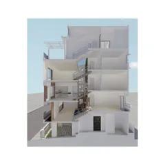 This 3D sectional model of the Tiwari Residence illustrates our capability in handling complex architectural projects. We designed this as a split-level house based on Vaastu principles, with a central courtyard that integrates various living spaces across different levels, ensuring both functionality and spiritual harmony.
