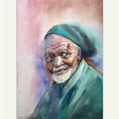 I love the genuine warmth in this man's smile. In this watercolour portrait, I used soft washes of colour in the background to bring the focus entirely on his kind eyes and gentle expression.