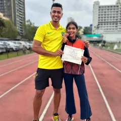 Posing with a champion. Aadhrika Bhandari after her bronze medal win at the CISCE Nationals in Bangalore. Her hard work is an inspiration to our entire team.