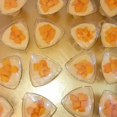 My light and airy Mango Souffle Shots, topped with fresh diced mango. These individual desserts are perfect for parties and a great way to enjoy the mango season.