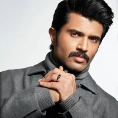 A close-up from the Lifestyle Asia editorial, focusing on texture and layering. I paired a grey Zegna turtleneck with a matching overcoat for a sophisticated, tonal look on Vijay Deverakonda.