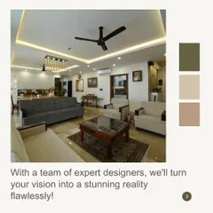 With our team of expert designers, we turn your vision into a stunning reality. This graphic showcases a spacious and elegant living room.