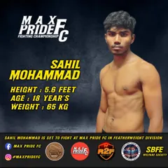 Introducing another one of our rising stars, Sahil Mohammad. At 18 years old, he is set to make his mark in the featherweight division at Max Pride FC.