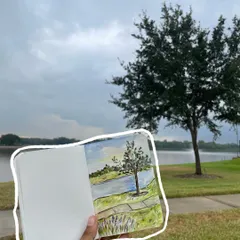 I love capturing a moment twice. Once with my camera, and again in my sketchbook. This is a simple landscape sketch I doodled over later in Procreate.