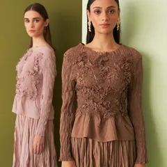 This collection of pleated co-ord sets by Aruni redefines power dressing with sculptural forms and a hint of drama. Available in earthy tones, they are perfect for gallery nights, power meetings, or even a destination wedding with an edge.