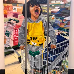 I love capturing pure, unfiltered joy. This custom triptych acrylic painting was created from a candid photo of a child's fun moment in a shopping cart. It shows how even an everyday memory can be turned into a vibrant, large-scale piece of art for your home.