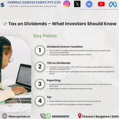 Since FY 2020-21, dividend income is taxable according to your income slab rate. I ensure you report it correctly under "Income from Other Sources" and help you use Form 15G/15H to avoid TDS if you are eligible.