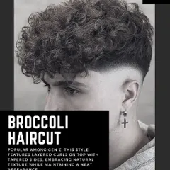 The Broccoli Haircut is a top trend for a reason. Popular with Gen Z, this style features layered curls on top with tapered sides, embracing natural texture while keeping a neat appearance.