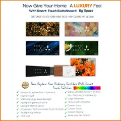Give your home a luxury feel with our customizable smart touch switchboards. This image shows a variety of custom designs, including floral, abstract, and wood finishes, proving you can match any home need or design.