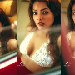 Another collage from the car window series, showcasing different angles and expressions. It's a study in light, reflection, and quiet confidence.