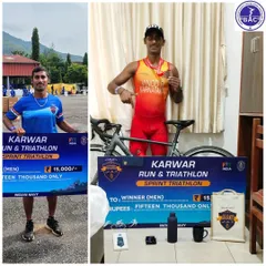 Our assistant coach Vinod leads by example, winning the Karwar Run & Triathlon. His victory is an inspiration to the athletes he trains.
