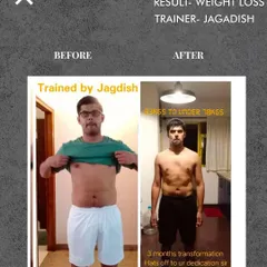 In just three months, this client achieved a fantastic transformation from 83 kgs to under 78 kgs. This is a testament to his dedication and the expert guidance of his trainer, Jagadish.