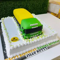 Another angle of the impressive 5kg sculpted truck cake, showing the detail on the cab and trailer.