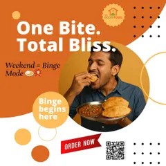 One bite, total bliss. The weekend means binge mode is on, and our delicious chole bhature is where the binge begins.