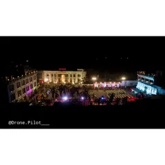 I use my drone to capture the entire scope of your wedding venue. This night shot of a palace in Mirzapur shows all the lights, decorations, and the lively atmosphere of the event from above.