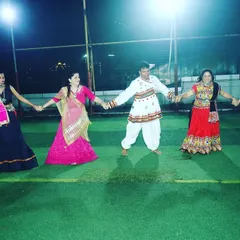 Teaching a Garba circle during our anniversary event. We make sure everyone can join in, breaking down the steps for a fun, inclusive experience.