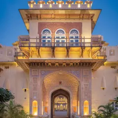 The magnificent entrance of Chomu Palace in Rajasthan, a premier destination for a royal heritage wedding. We have extensive experience in managing large-scale events at such iconic properties.