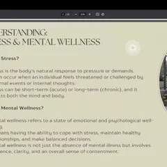 Our Stress Management workshop starts by defining stress and mental wellness. I explain how yoga helps build resilience and provides tools to cope with the body's natural response to pressure, moving beyond just the absence of illness to a state of true contentment.
