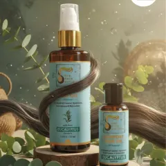 This is my Comfort Hair Oil, formulated with Eucalyptus. It's designed to provide deep hydration, control dandruff, and promote fuller growth, leaving your hair with a beautiful shine.