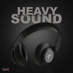 A powerful, graphic-style image for Boat headphones with the text "Heavy Sound." This type of creative photography is designed to be bold and is perfect for advertising campaigns.