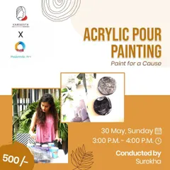 The official poster for my fundraiser workshop in collaboration with Kamakhya India to address period poverty. Participants got to de-stress with art while supporting a great cause.