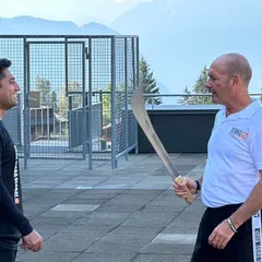 One of our Indian instructors, Rohit Tiwari, training with Master Eyal Yanilov at the KMG Mountain Camp in Switzerland. This image shows a discussion on edged weapon defense.