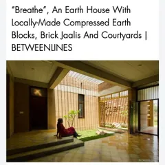 An overview of the "Breathe" residence, an earth house featuring locally made compressed earth blocks, brick jaalis, and internal courtyards. The design is a testament to our commitment to sustainable and context-sensitive architecture.