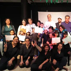 The cast and crew of "The Mystery in the Forest" pose with their certificates. A true team effort.