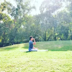 According to yogic science, our breath, or 'prana', is our vital life force. Here, I practice Nadi Shodhana, or alternate nostril breathing, a powerful pranayama technique to purify the energy channels, calm the nervous system, and bring clarity to the mind. Correct breathing is the key to a healthy body and spirit.