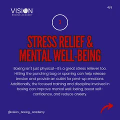 Boxing is a great stress reliever. Hitting the bag or sparring provides a healthy outlet for tension and pent-up emotions, improving mental well-being and boosting confidence.