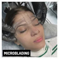 Precision is key in microblading. Here, we show the critical brow mapping stage where students learn to use tools to design a perfectly symmetrical and flattering eyebrow shape for their client.