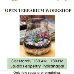 Another poster for our open terrarium workshop at Studio Pepperfry. These events are a great way to tap into your creativity and take home a masterpiece.