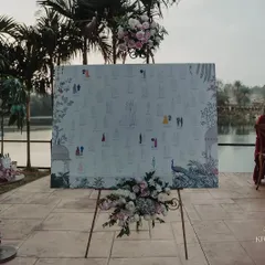 What if your guest book was a work of art featuring everyone you love? We created this one-of-a-kind illustrated guest book where each guest was represented, making it a beautiful keepsake for the couple to cherish forever.